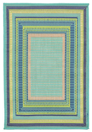 Trans Ocean Playa Multi Border Blue Area Rug Main