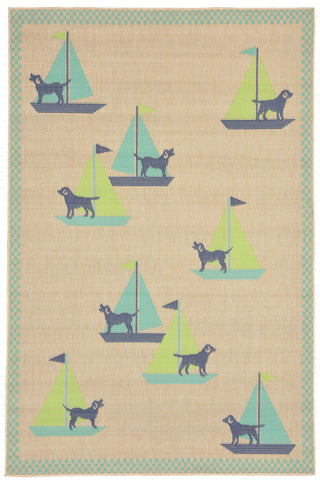 Trans Ocean Playa Sailing Dogs Blue Area Rug 4' 10'' X 7' 6''