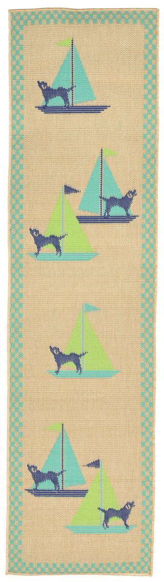 Trans Ocean Playa Sailing Dogs Blue Area Rug by Liora Manne