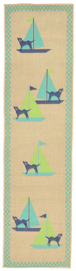 Trans Ocean Playa Sailing Dogs Blue Area Rug 1'11'' X 7'6'' Runner