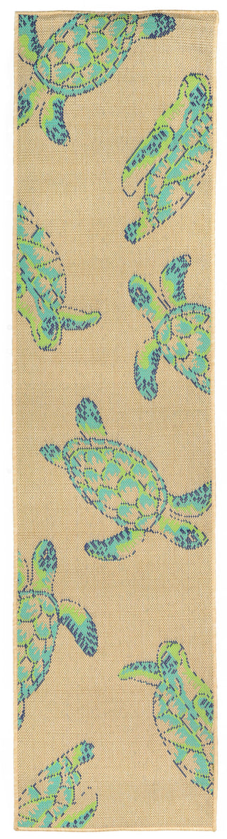 Trans Ocean Playa Seaturtles Natural Area Rug 1'11'' X 7'6'' Runner