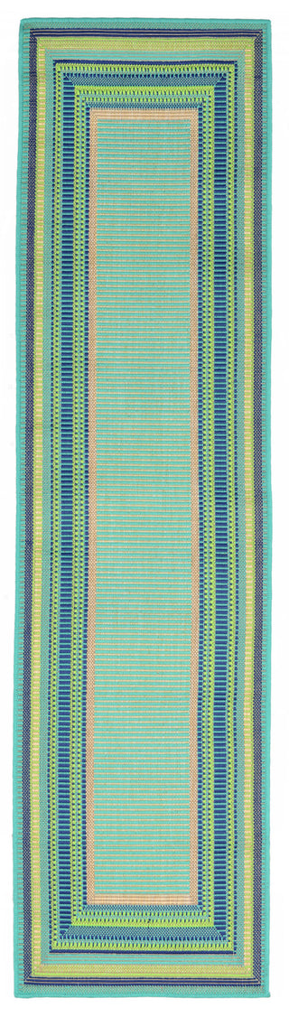 Trans Ocean Playa Multi Border Blue Area Rug Main