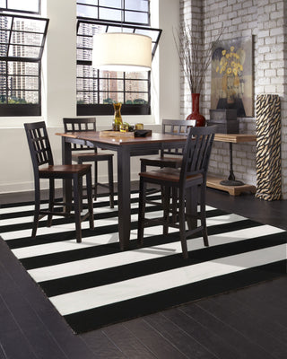 Trans Ocean Sorrento Rugby Stripe Black Area Rug Room Scene