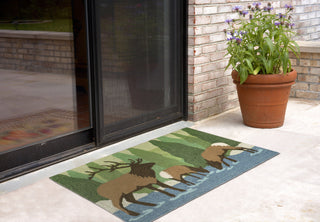 Trans Ocean Frontporch Elk Green Area Rug by Liora Manne Room Scene Feature