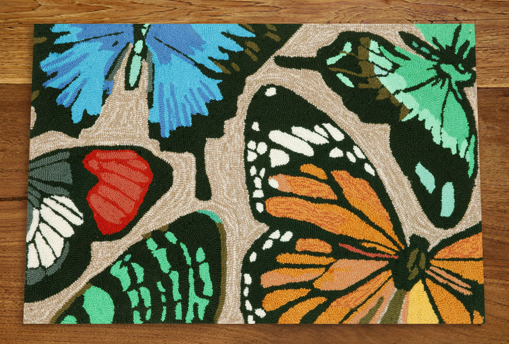 Trans Ocean Frontporch Butterfly Dance Natural Area Rug by Liora Manne Room Scene Feature