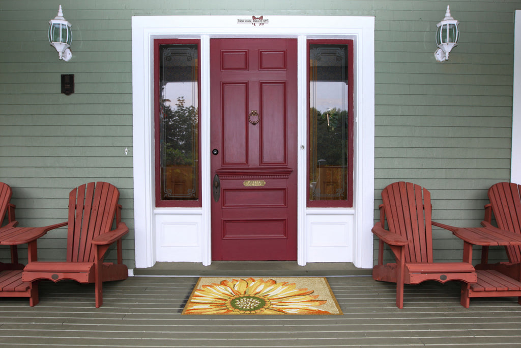 Trans Ocean Frontporch Sunflower Yellow Area Rug by Liora Manne Room Scene Feature