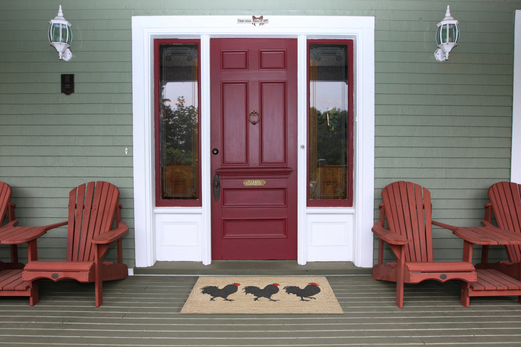 Trans Ocean Frontporch Roosters Natural Area Rug by Liora Manne Room Scene Feature