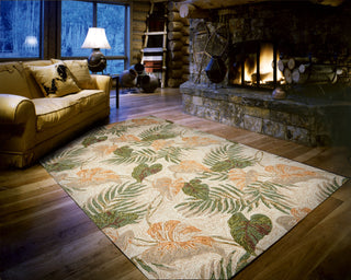 Trans Ocean Ravella Tropical Leaf Natural Area Rug Room Scene