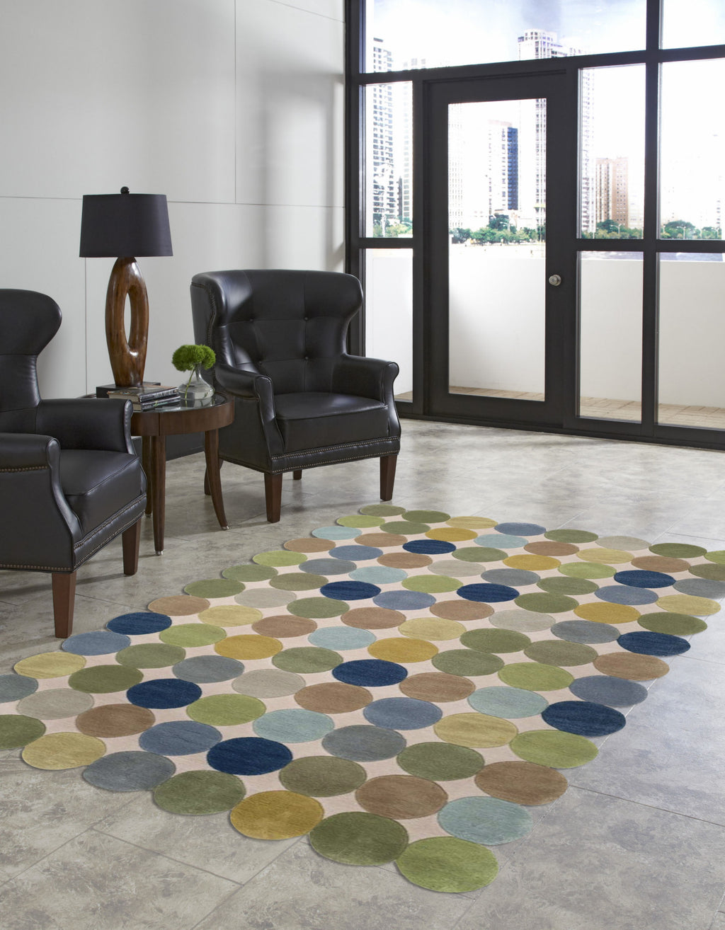 Trans Ocean Amalfi Circles Blue Area Rug by Liora Manne Room Scene Feature