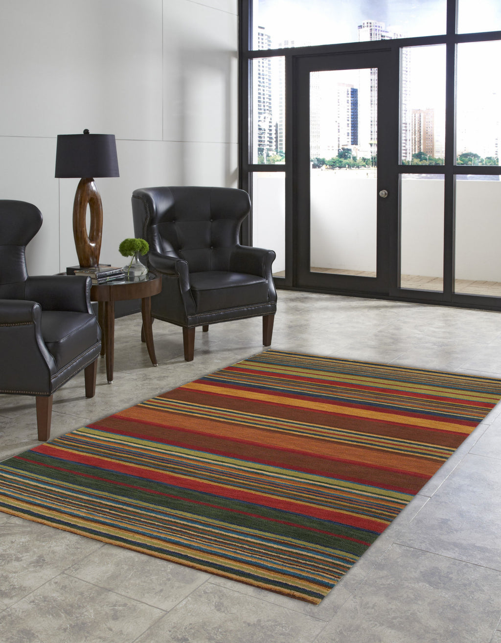 Trans Ocean Inca Stripes Green Area Rug by Liora Manne Room Scene Feature