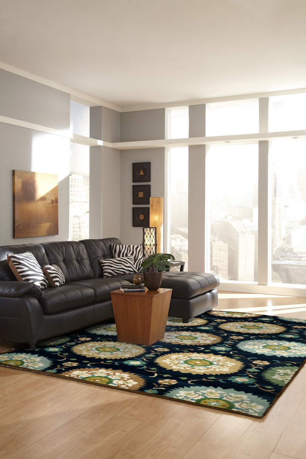 Trans Ocean Seville Suzanie Navy Area Rug by Liora Manne Room Scene Feature