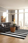 Trans Ocean Sorrento Rugby Stripe Black Area Rug by Liora Manne Room Scene Feature