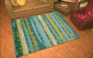 Trans Ocean Seville Mosaic Stripe Blue Area Rug by Liora Manne Room Scene Feature