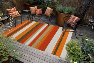 Trans Ocean Ravella Stripe Orange Area Rug by Liora Manne Room Scene Feature