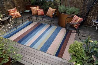 Trans Ocean Ravella Stripe Blue Area Rug by Liora Manne Room Scene Feature