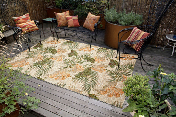Trans Ocean Ravella Tropical Leaf Natural Area Rug by Liora Manne Room Scene Feature