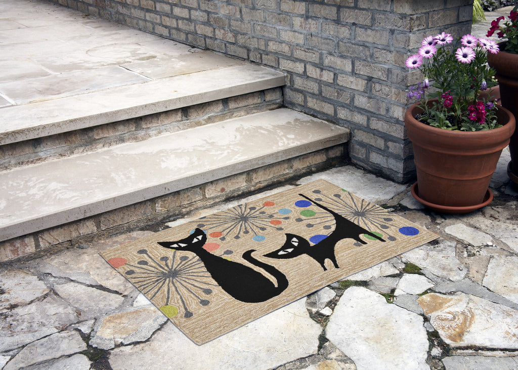 Trans Ocean Frontporch Atomic Cat Natural Area Rug by Liora Manne Room Scene Feature