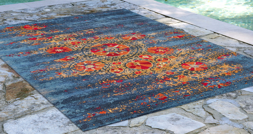 Trans Ocean Marina Suzanie Blue Area Rug by Liora Manne  Feature
