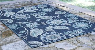 Trans Ocean Riviera Floral Vine Navy Area Rug by Liora Manne  Feature