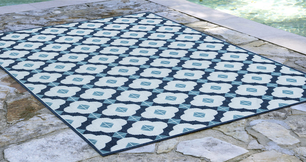 Trans Ocean Riviera Modern Tile Navy Area Rug by Liora Manne  Feature