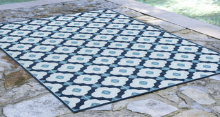 Trans Ocean Riviera Modern Tile Navy Area Rug by Liora Manne  Feature