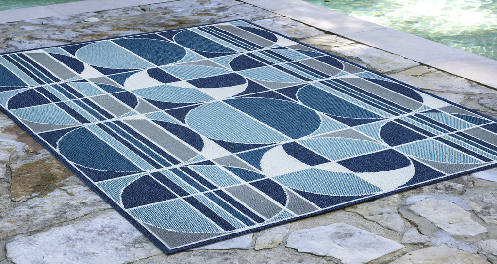 Trans Ocean Riviera Circles Navy Area Rug by Liora Manne  Feature