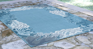 Trans Ocean Riviera Reef Border Aqua Area Rug by Liora Manne  Feature