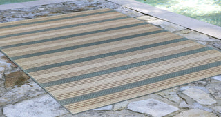 Trans Ocean Riviera Stripe Aqua Area Rug by Liora Manne  Feature