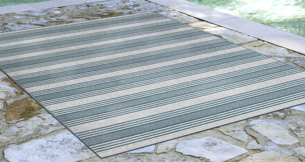 Trans Ocean Riviera Stripe Cool Area Rug by Liora Manne  Feature