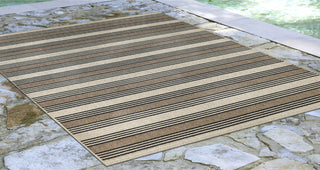 Trans Ocean Riviera Stripe Tan Area Rug Mirror by Liora Manne 