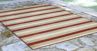 Trans Ocean Riviera Stripe Red Area Rug Mirror by Liora Manne 