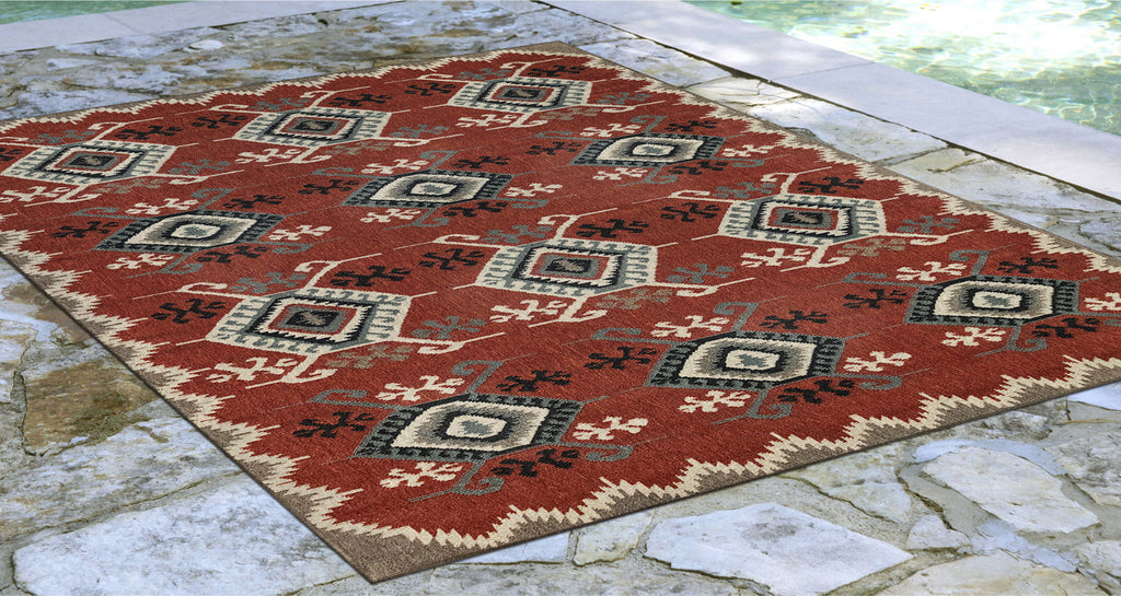 Trans Ocean Riviera Kilim Red Area Rug by Liora Manne  Feature