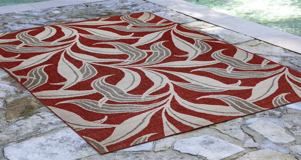 Trans Ocean Riviera Leaf Red Area Rug by Liora Manne  Feature