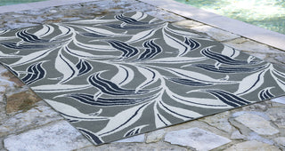 Trans Ocean Riviera Leaf Grey Area Rug by Liora Manne  Feature