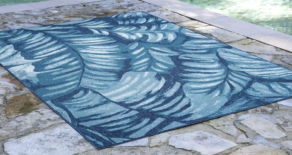 Trans Ocean Riviera Palm Teal Area Rug by Liora Manne  Feature