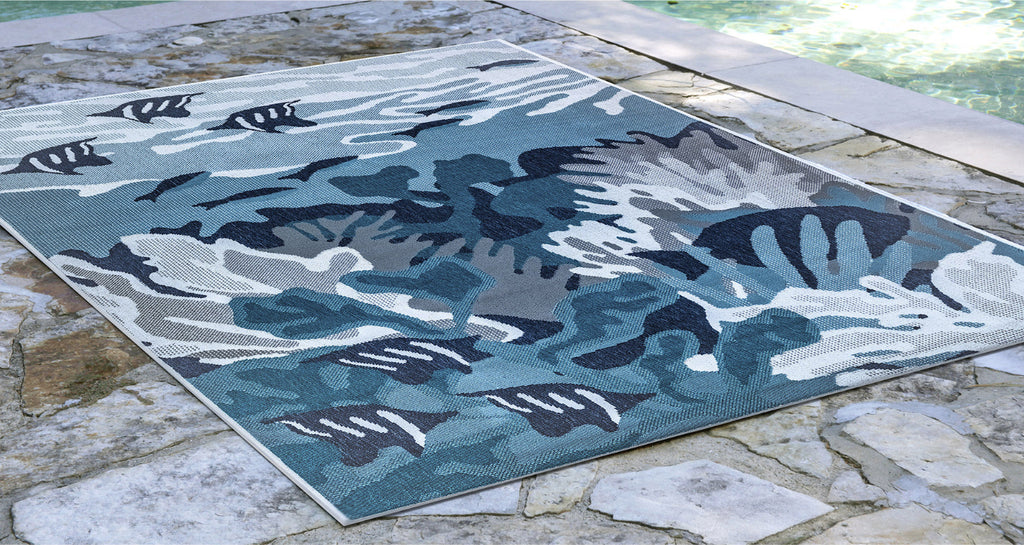 Trans Ocean Riviera Teal Area Rug by Liora Manne  Feature