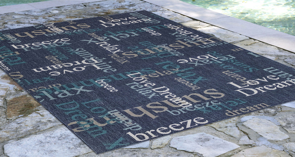 Trans Ocean Riviera Happy Words Navy Area Rug by Liora Manne  Feature