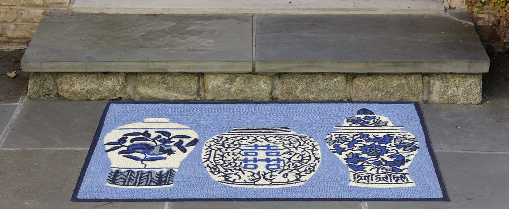 Trans Ocean Frontporch Ginger Jars Blue Area Rug by Liora Manne  Feature