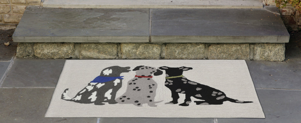 Trans Ocean Frontporch Three Dogs Multi Area Rug by Liora Manne  Feature