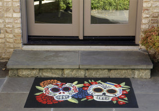 Trans Ocean Frontporch Mrand Mrs Muerto Black/Grey Area Rug by Liora Manne  Feature