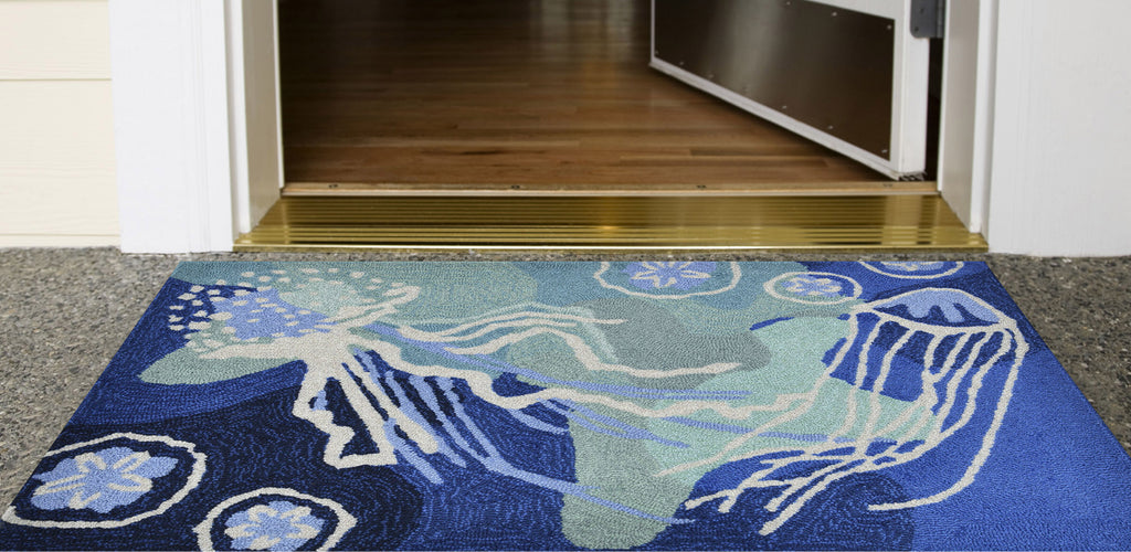 Trans Ocean Capri Jelly Fish Blue Area Rug by Liora Manne  Feature