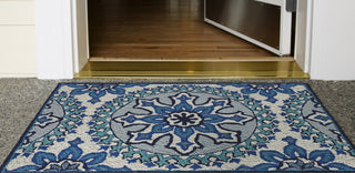 Trans Ocean Capri Moroccan Medallion Blue Area Rug by Liora Manne  Feature