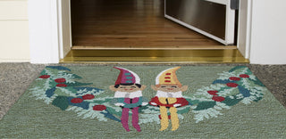 Trans Ocean Frontporch Festive Elves Green Area Rug by Liora Manne  Feature