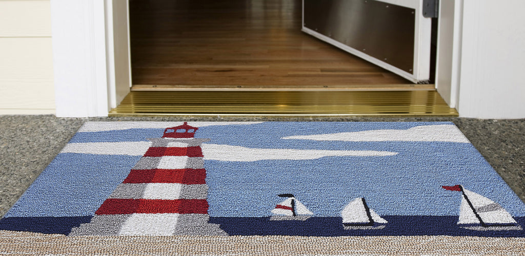 Trans Ocean Frontporch Lighthouse Sky Area Rug by Liora Manne  Feature