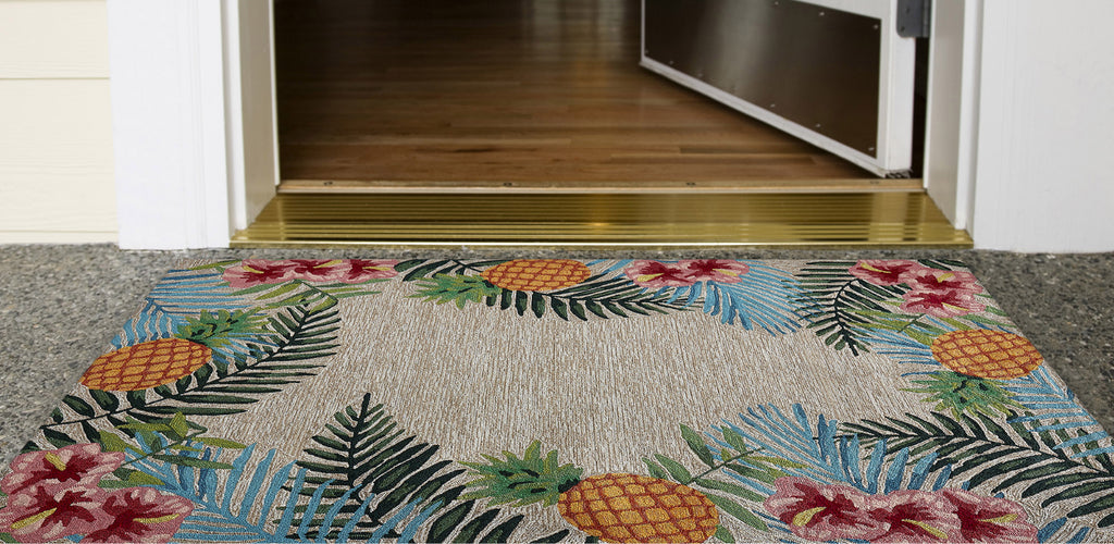 Trans Ocean Ravella Tropical Neutral Area Rug by Liora Manne  Feature