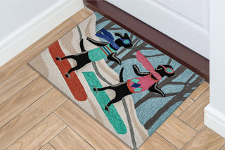 Trans Ocean Frontporch Dachshund Through The Snow Pastel Area Rug by Liora Manne  Feature