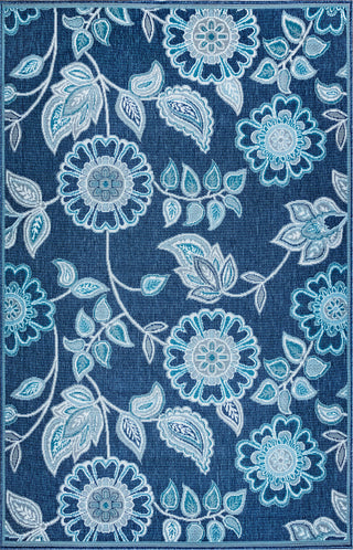 Trans Ocean Riviera Floral Vine Navy Area Rug Mirror by Liora Manne main image