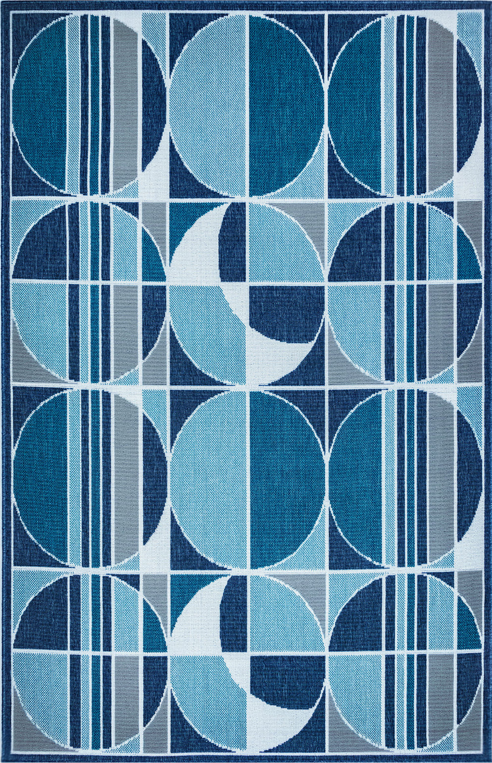 Trans Ocean Riviera Circles Navy Area Rug Mirror by Liora Manne main image
