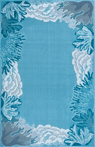 Trans Ocean Riviera Reef Border Aqua Area Rug Mirror by Liora Manne main image