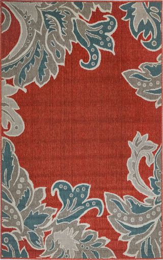 Trans Ocean Riviera Ornamental Leaf Red Area Rug Mirror by Liora Manne main image